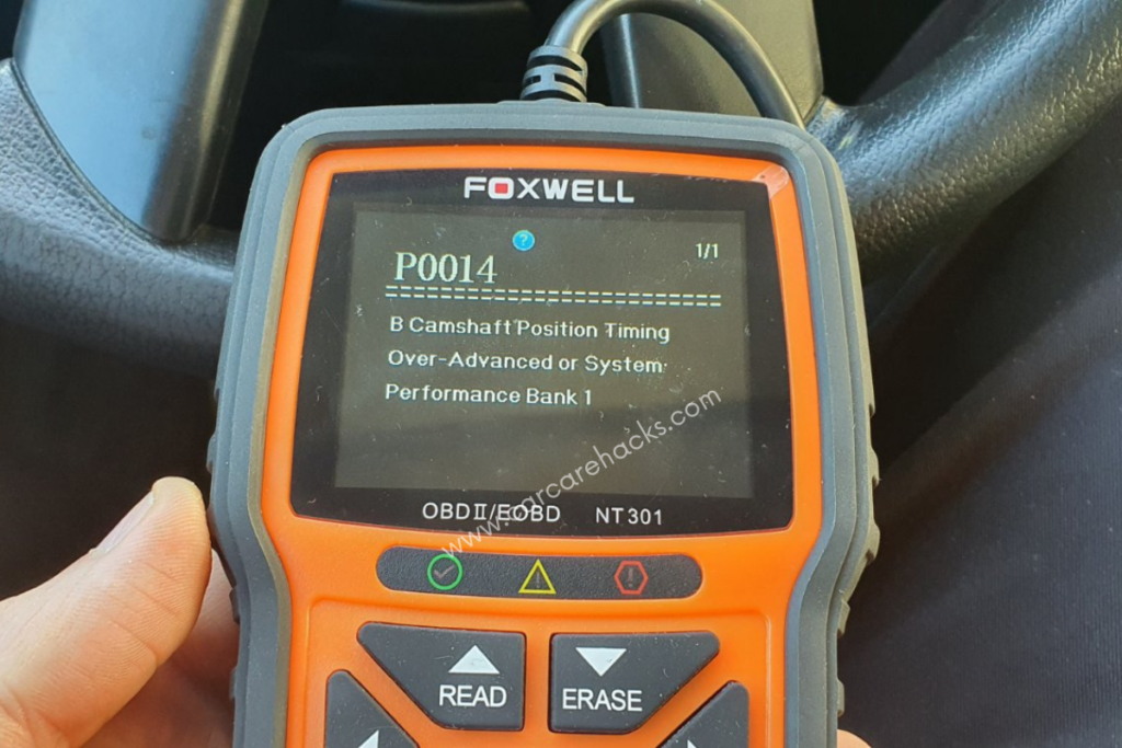 P0014 OBD-II B Camshaft Position Timing Over-Advanced or System Performance Bank 1 Trouble Code