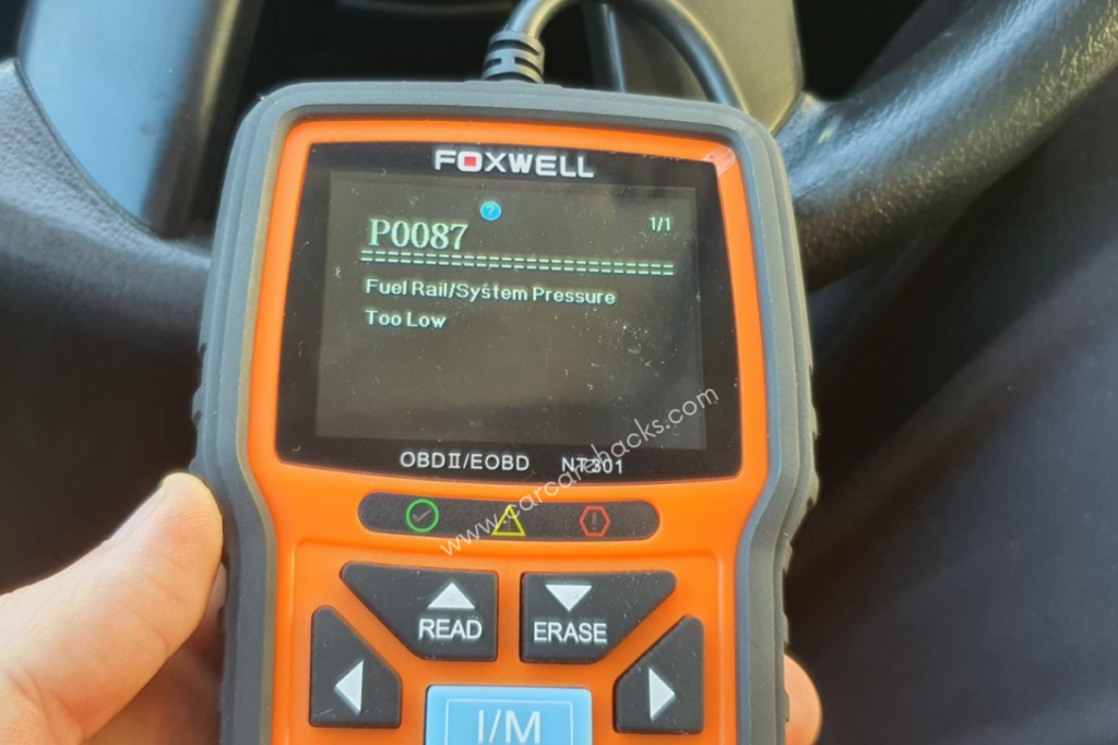 P0087 OBD-II Fuel RailSystem Pressure Too Low Trouble Code