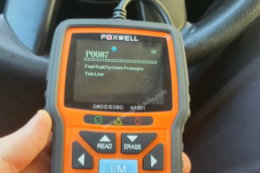 P0087 OBD-II Fuel Rail/System Pressure Too Low Trouble Code