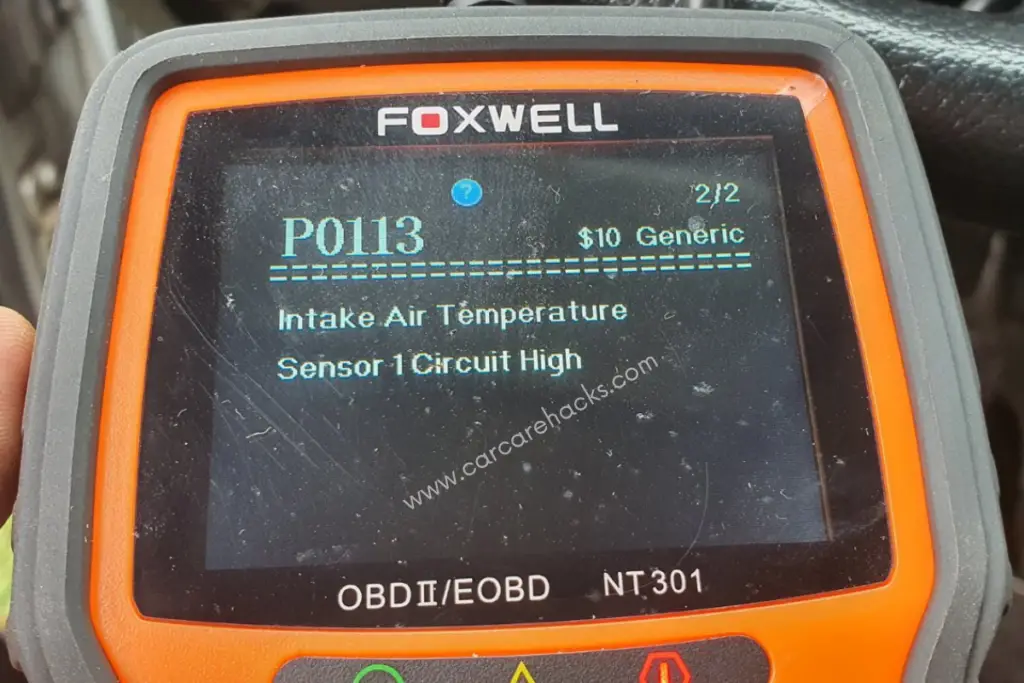 P0113 OBD-II Intake Air Temperature Sensor 1 Circuit High Trouble Code