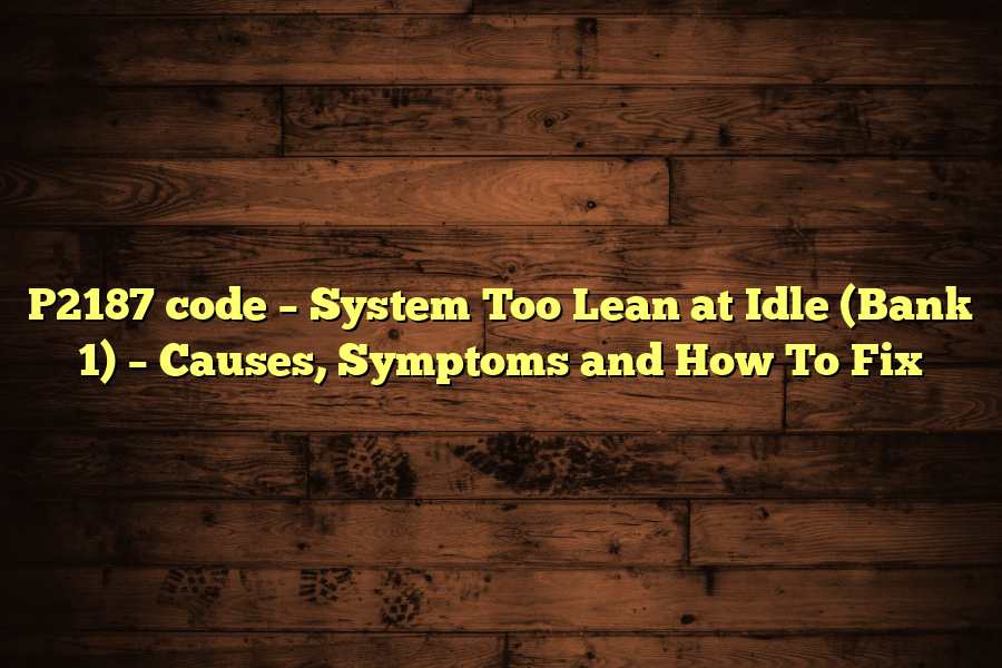 P2187 code – System Too Lean at Idle (Bank 1) – Causes, Symptoms and How To Fix
