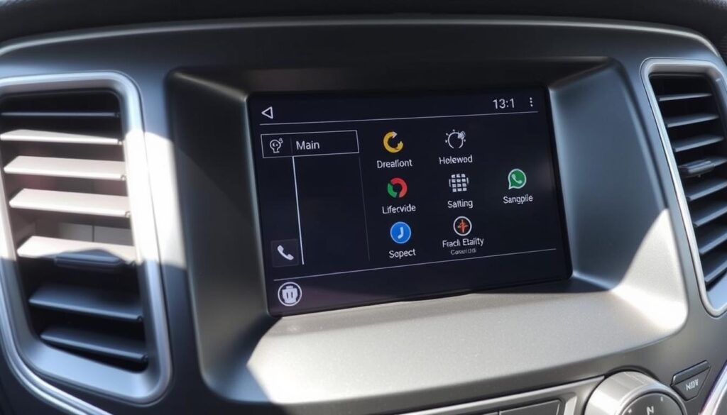 Fully functioning Uconnect system displaying home screen