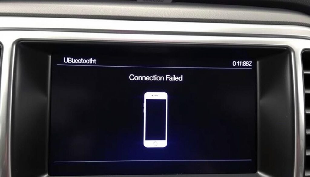 Uconnect Bluetooth pairing screen showing connection error