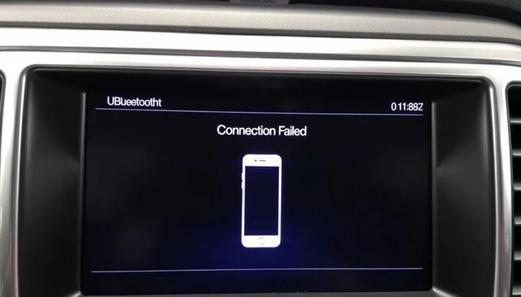 Uconnect Bluetooth pairing screen showing connection error Uconnect Bluetooth pairing screen showing connection error