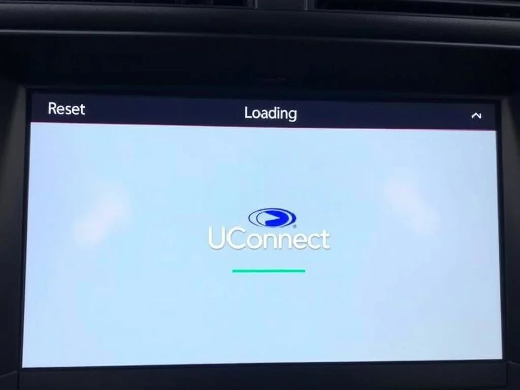 Uconnect system during reset process showing loading screen Uconnect system during reset process showing loading screen