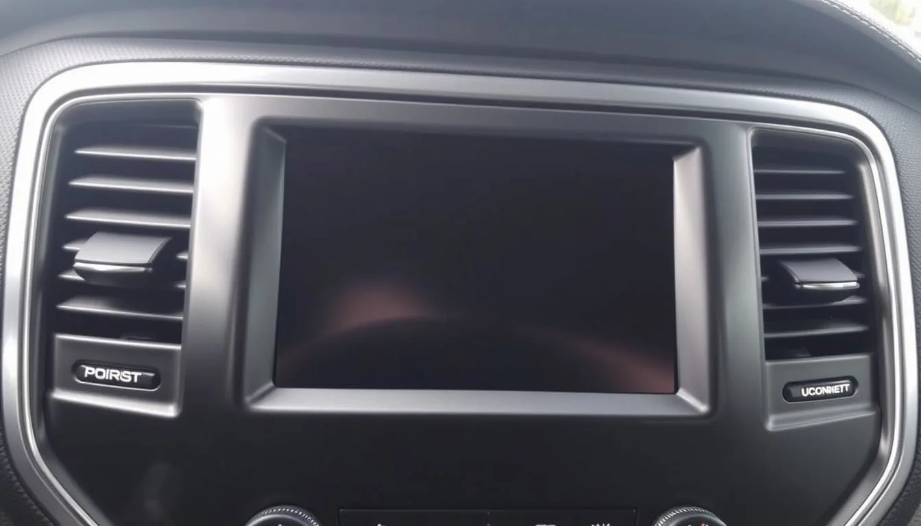 Uconnect system showing blank screen and error message