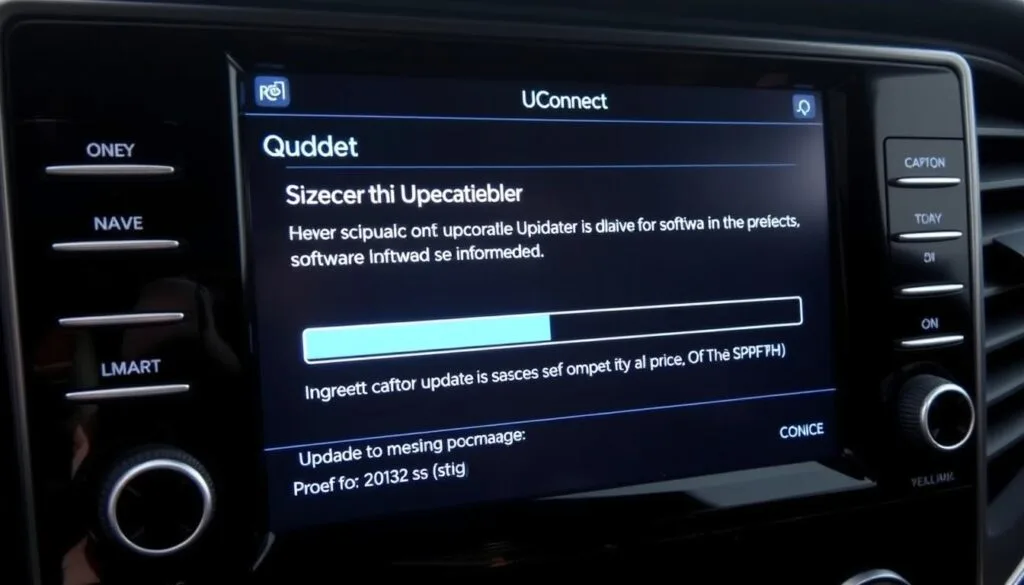 Uconnect system software update screen Uconnect system software update screen