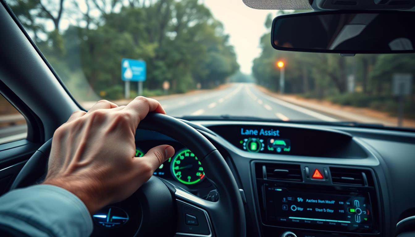 A close-up view of a Subaru dashboard displaying the 